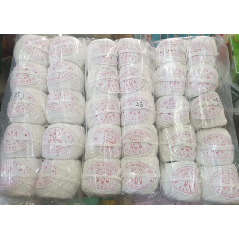 Benang kasur cap peniti putih (1 pak isi 10) / tali rami