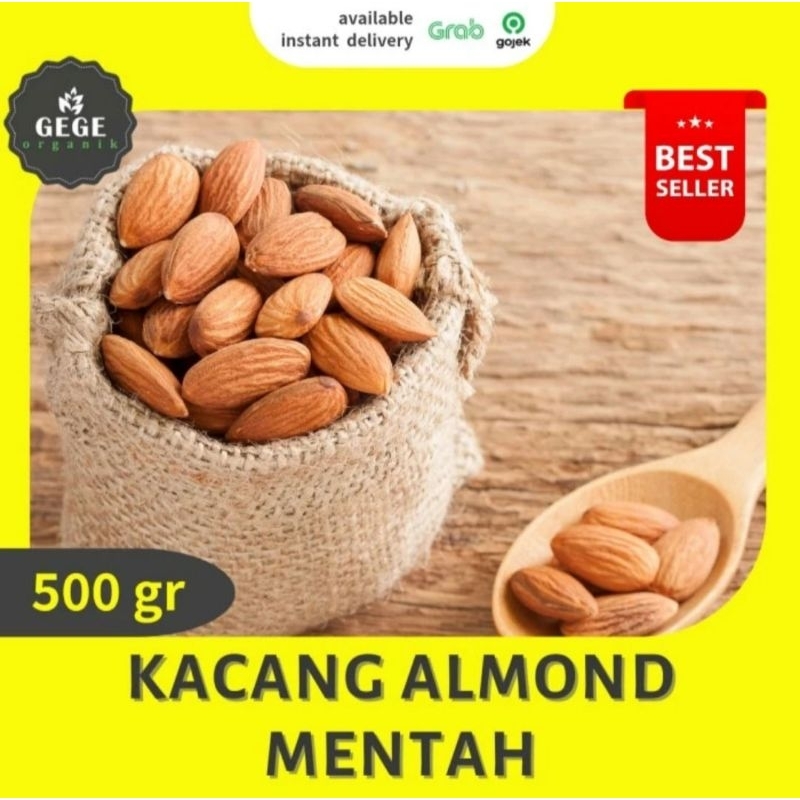 

Kacang Almond Mentah Kupas Utuh Raw Whole 500 gram