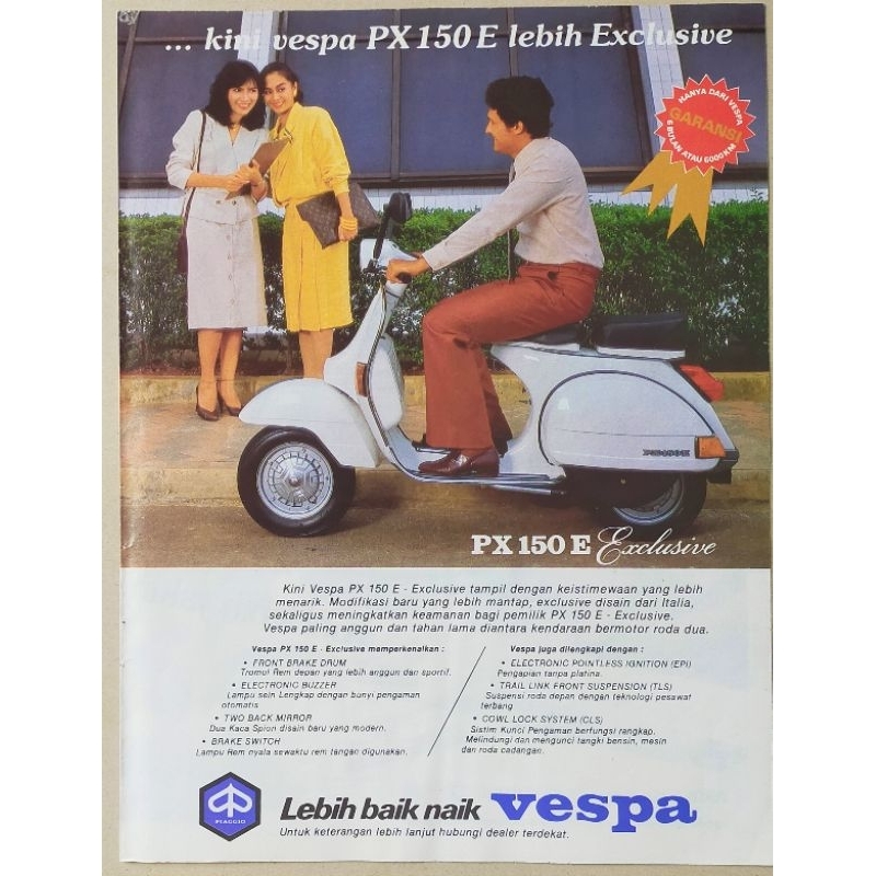Iklan jadul Vespa PX150E - original dari majalah lawas tahun 80an