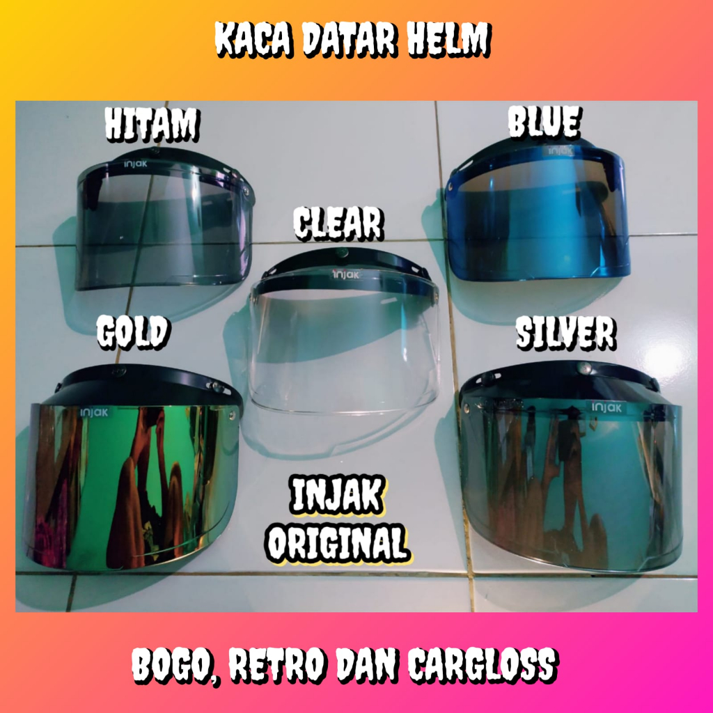 Injak promo kaca datar helm bogo retro ori injak free buble warp