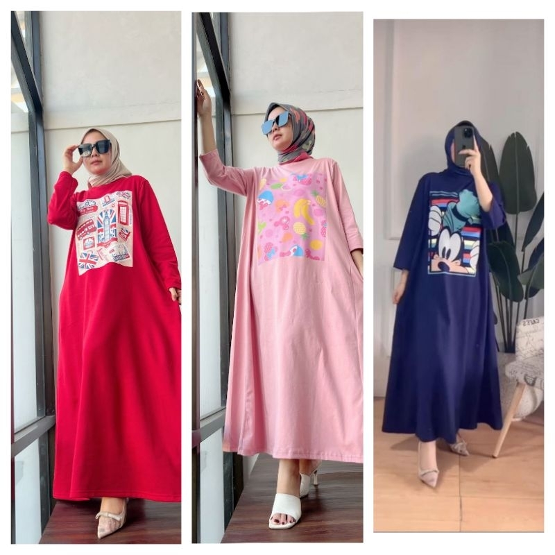 Dress athaya kaos/Dress athaya bahan katun triset