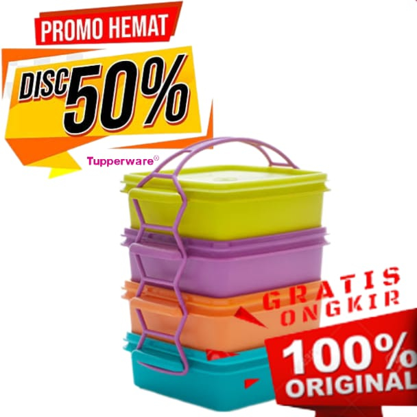 *BIG SALE* DISC 50% Tupperware Carry All Set 900ml isi 4 | Tempat Bekal Nasi Keren | Tempat Rantang 
