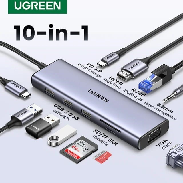 Ugreen 10 in 1 USB C multifunction Adapter Space Gray 15601