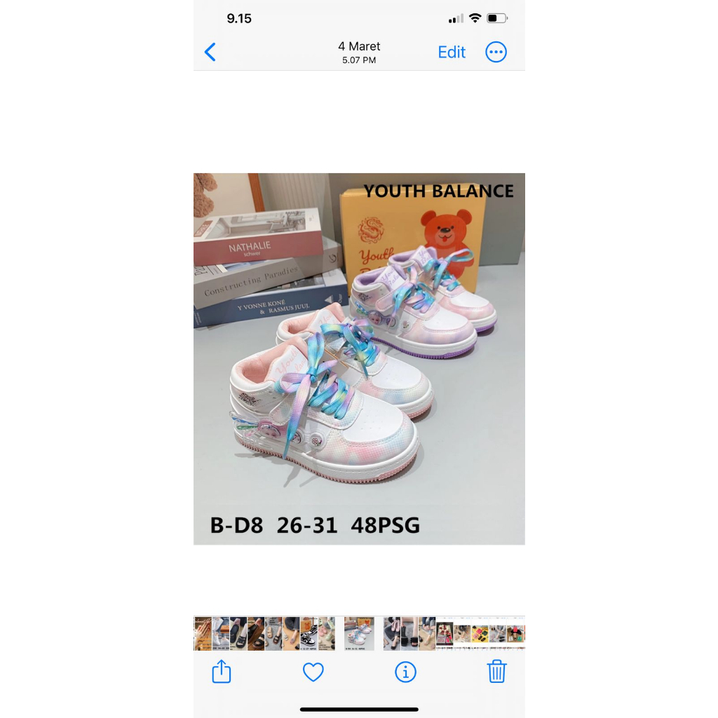 SEPATU JORDAN WARNA INDAH 2 WARNA ANAK CEWEK YOUTH BALANCE B-D8//C-D8 UKURAN 26-37 IMPORT>>>