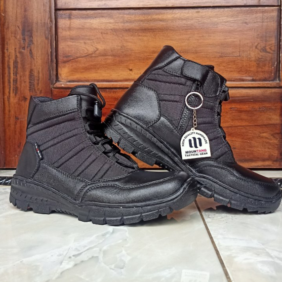 Sepatu PDH / PDL Pendek TNI POLRI Security Satpam Terbaru Kulit Asli Mountang Tactical