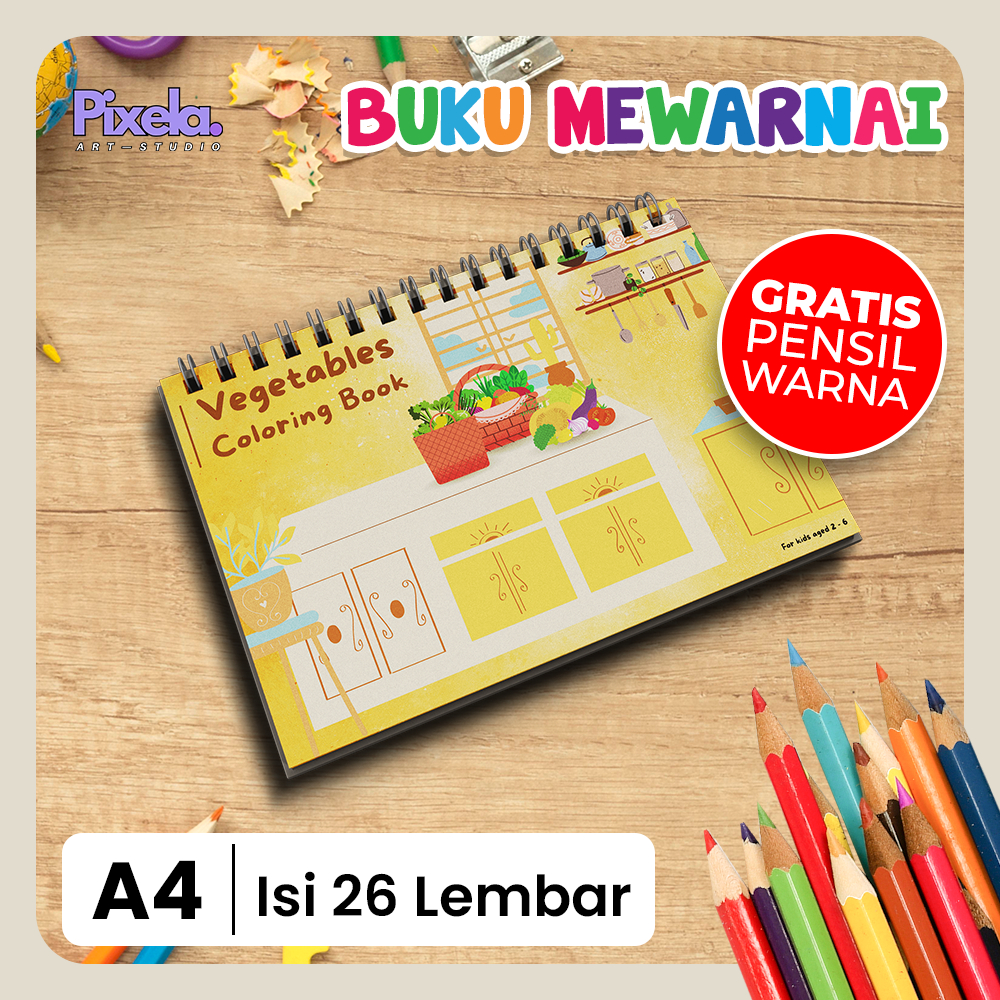 

PREMIUM Buku Mewarnai Gambar Anak Lucu Edukasi Seri Vegetables / Sayuran A4 untuk Usia 3 sampai 6 Tahun GRATIS PENSIL WARNA