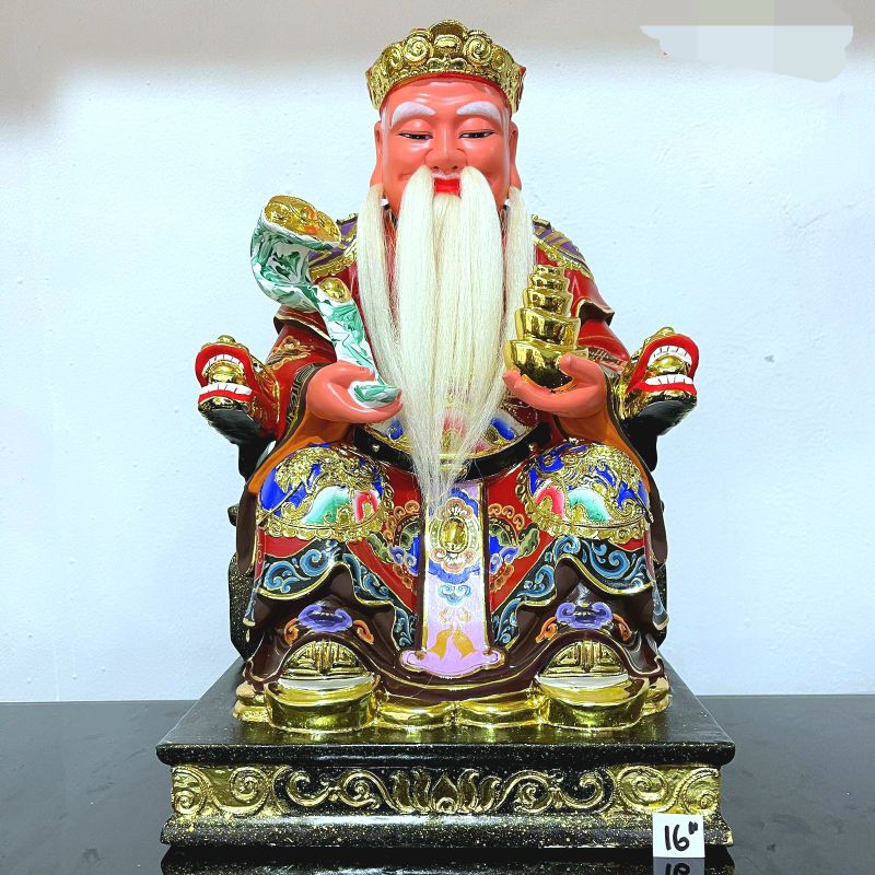 patung dewa bumi hok tek cen sing uk 16 inch kayu