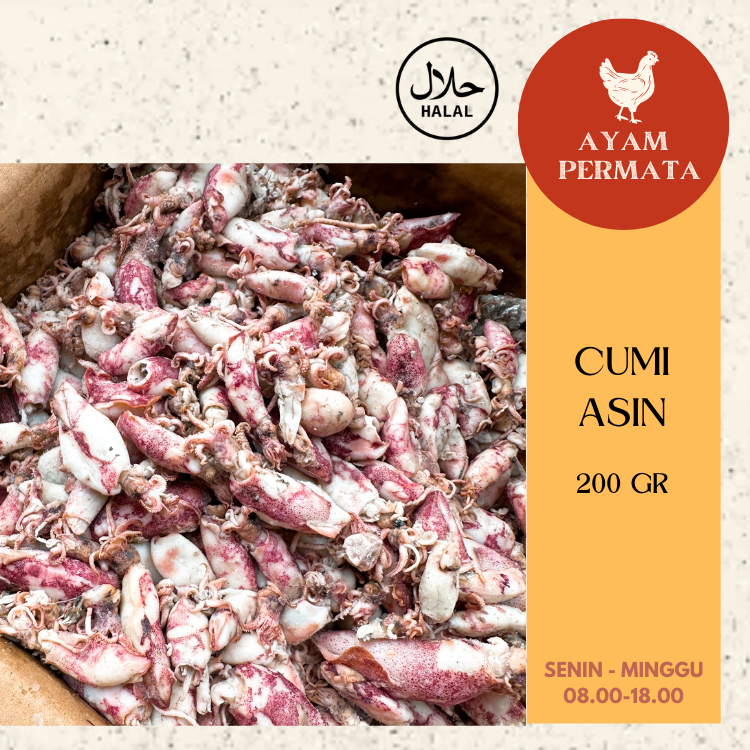 

Cumi Asin Besar Sedang - Basah - Natural Tanpa Borax - Gede Cumicumi - Sambel Sambal - AyamFresh Ayam Permata Tangerang Selatan Jakarta