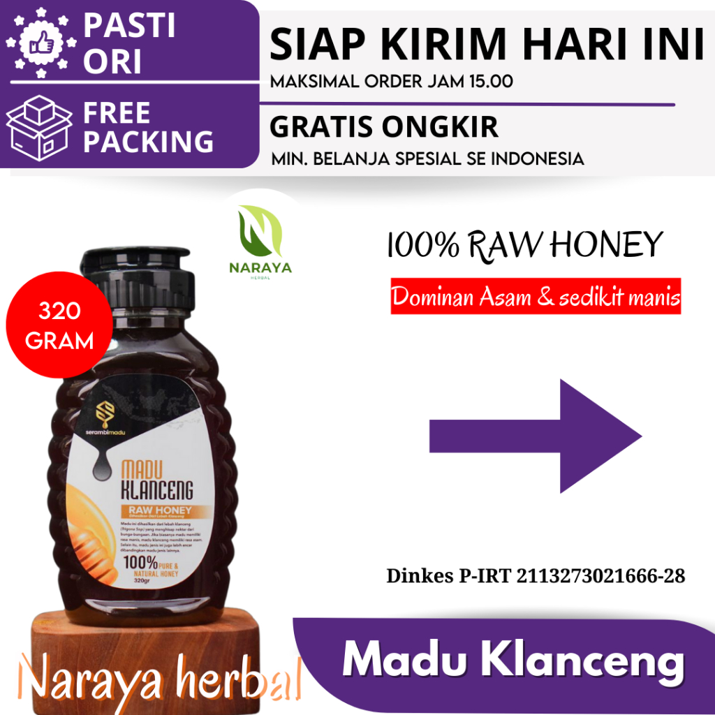 

Madu Trigona Klanceng 320 gram / Lanceng Murni 100% Asli Raw Honey By Serambimadu Salmafood