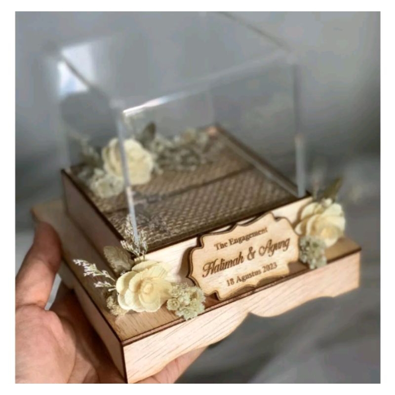Kotak Cincin Pernikahan | Box Cincin Tunangan | Box Cincin Tutup Akrilik | Box cincinc rustic