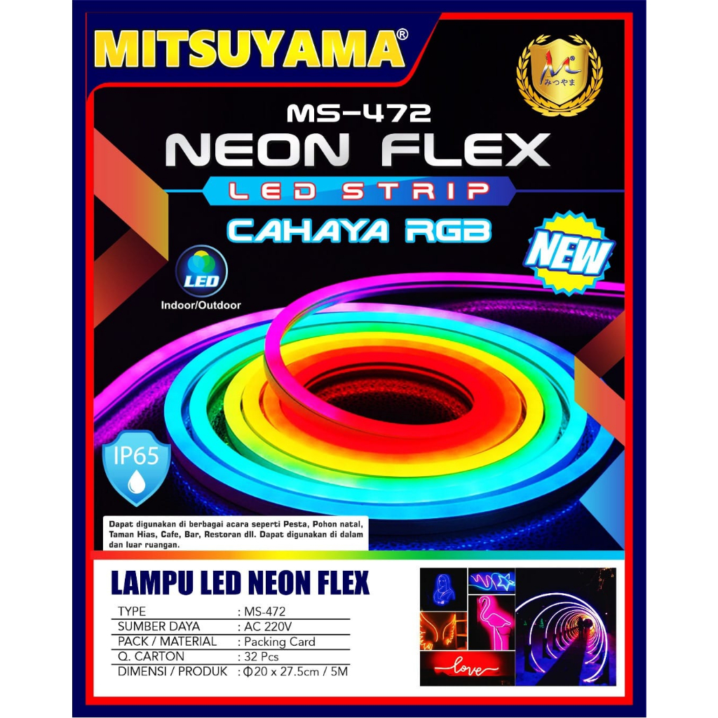 Elektronik Senen - Lampu Neon Flex LED Strip Mitsuyama RGB 5 Meter MS-472