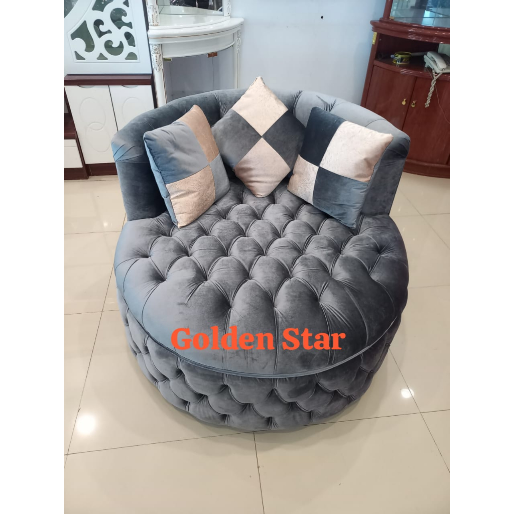 Sofa Santai Bulat Clarisa Single / Bundar Bludru MEWAH