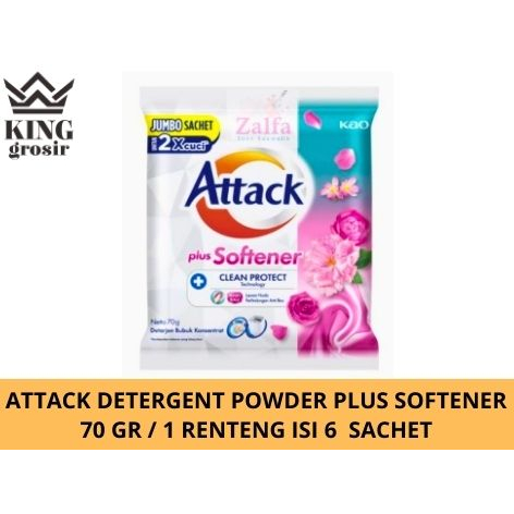 Attack Plus Softener Deterjen Bubuk 6 Sachet / 70 Gr
