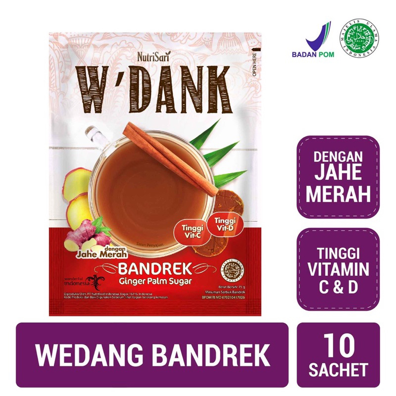 

W'Dank Bandrek nutrisari wedang wdank - Ginger Palm Sugar - 10 sachet Renceng @15gr