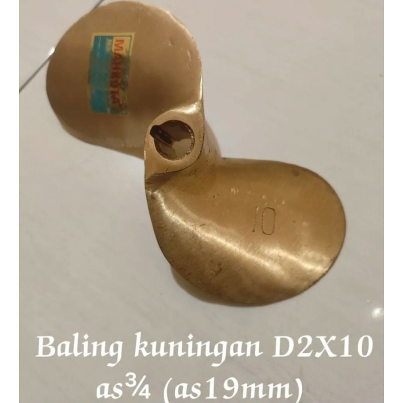 Baling kuningan d2 x 10 kipas baling kapal perahu nelayan daun 2 x 10 / no 9