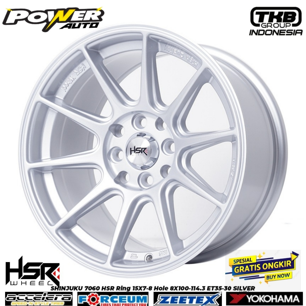 velg ring 15 silver belang hsr shinjuku 7060 terbaru lebar 7/8 bisa buat mobil jazz sirion