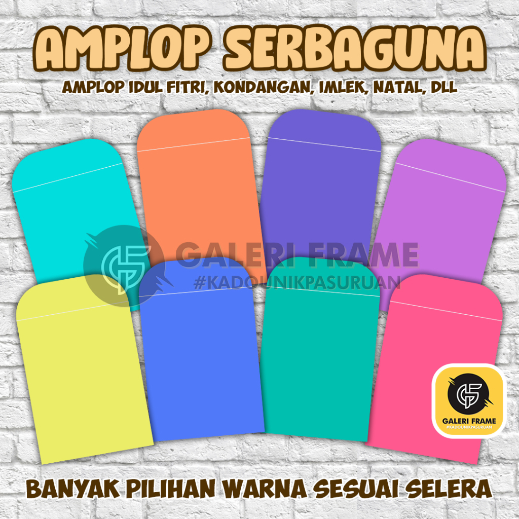 

AMPLOP KECIL SERBAGUNA POLOS WARNA UNTUK KONDANGAN, LEBARAN, NATAL, IMLEK & ACARA BESAR LAINNYA