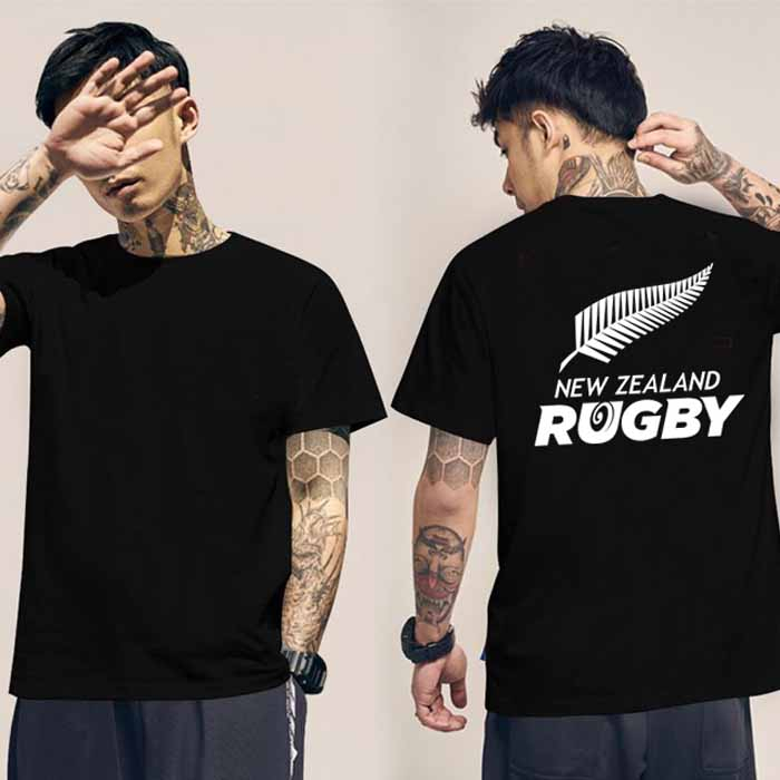 Kaos New Zealand All Blacks Rugby Tshirt Unisex Casual Bahan 100% Cotton Black T-SHIRT