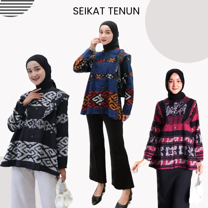 blouse tenun etnik, blouse tenun seikat