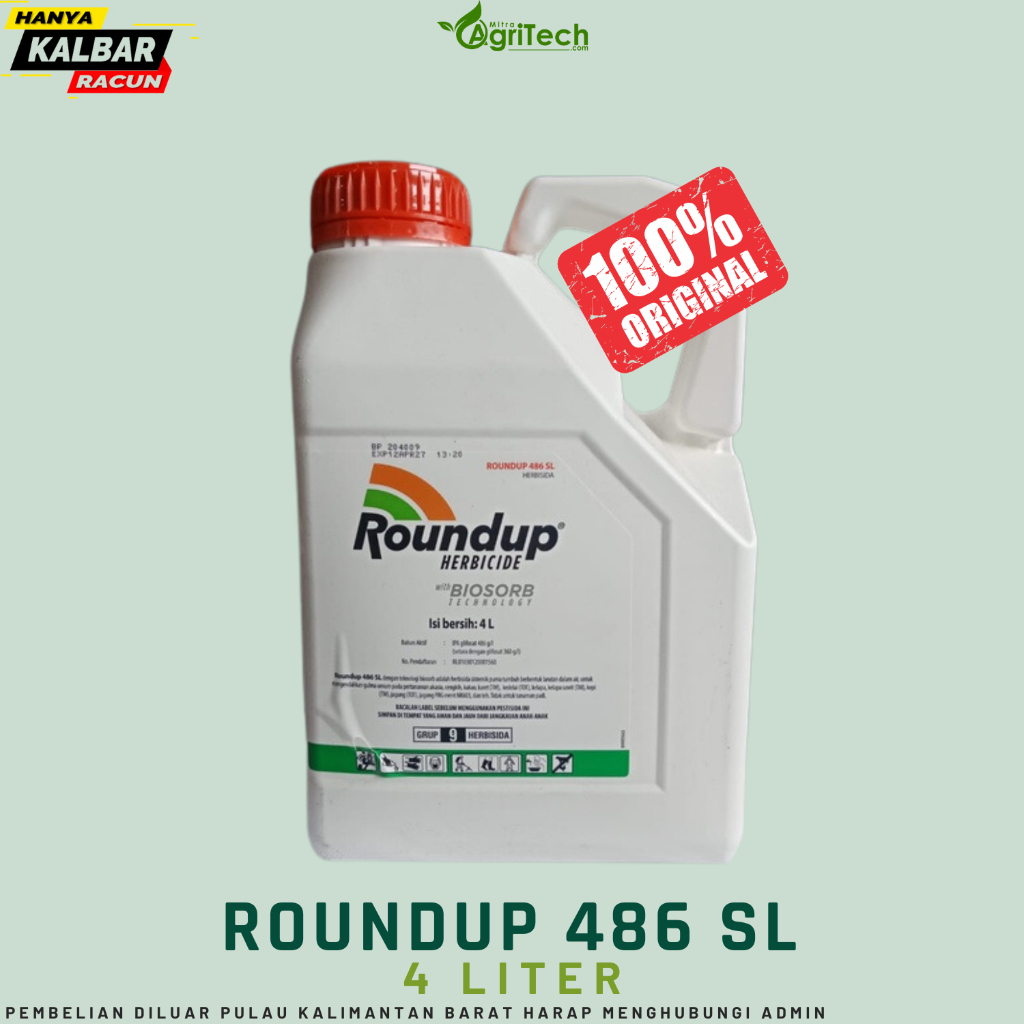 ROUNDUP 486 SL ISI 4 LITER HERBISIDA PEMBASMI RUMPUT RACUN RUMPUT ILALANG SISTEMIK