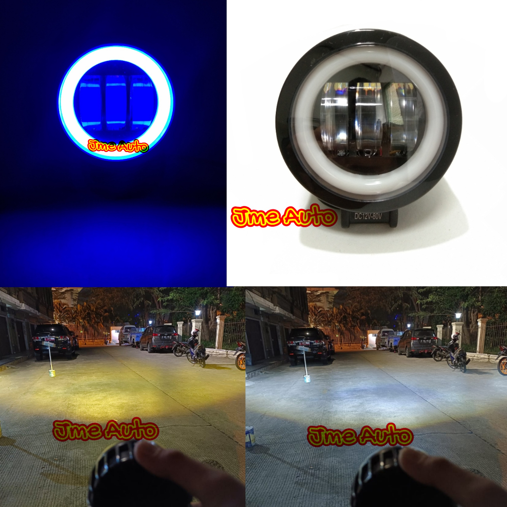 Lampu tembak sorot led Cwl 3 mata 2 warna bulat lensa 6D AE Biru Lampu tembak sorot led mini daymeke