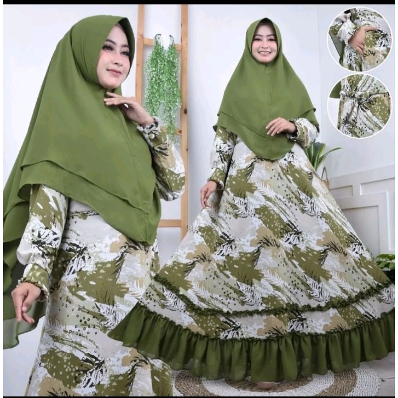ori set gamis monalisa  motif bunga