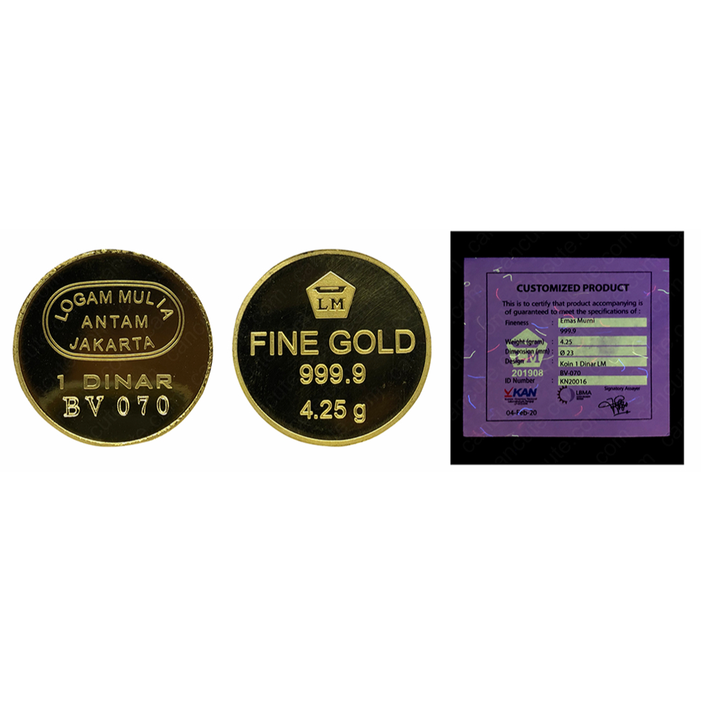 Logam Mulia Koin Dinar Antam 1 Dinar (4,25 gram) Fine Gold 99.99%