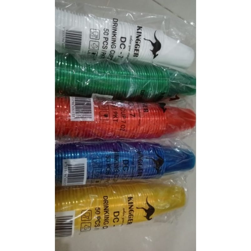 GELAS PLASTIK ACARA WARNA MERAH , PUTIH , HIJAU ,KUNING, BIRU