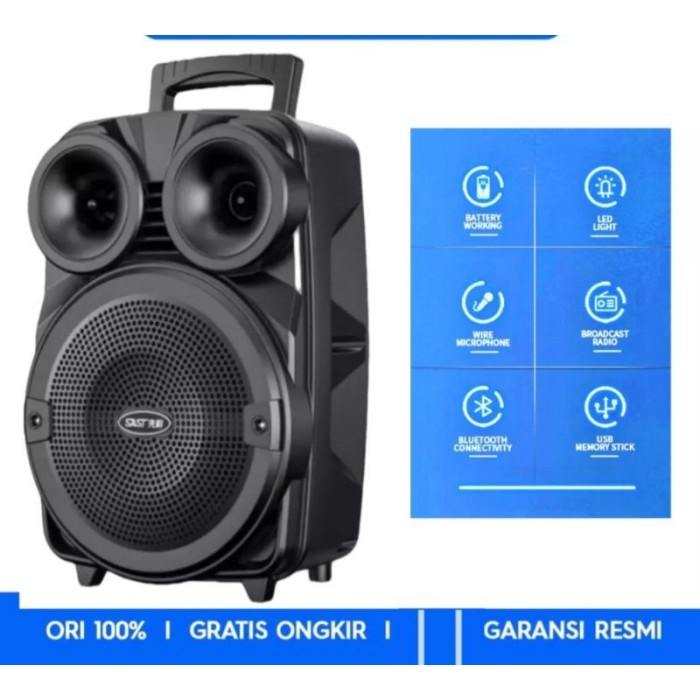 Speaker Bluetooth Karaoke Free Mic 6,5inch Fleco F3381/ Salon Aktif Portable Radio Fm Mp3 Super Bass