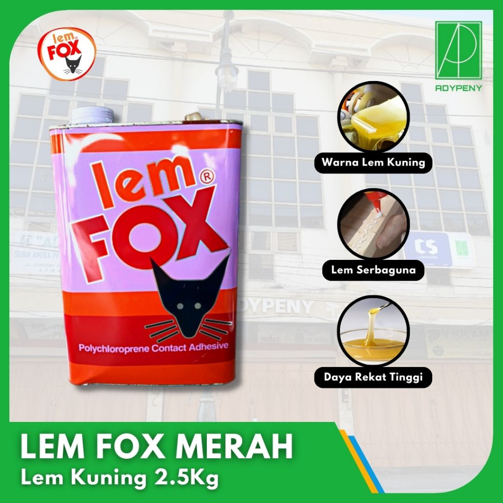

Lem Kuning Fox Merah Galon 2,5Kg Lem Kayu HPL Serbaguna