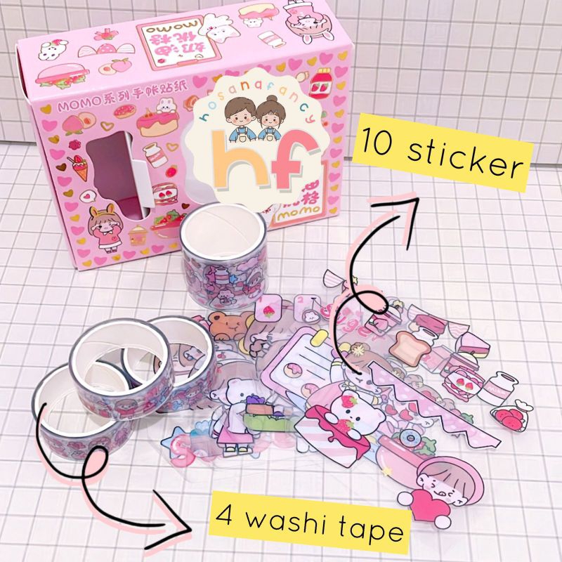 

Sticker Momo Set Washi Tape/ Sticker Lucu Korea/ Stiker Murah - - KR06