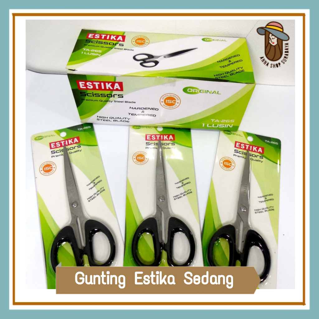 

Gunting Estika Stainless Pemotong Kertas Kain Sedang 6,5" TA-265