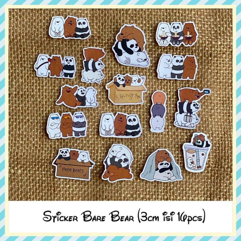 

sticker tempelan glossy bare bear / sticker beruang