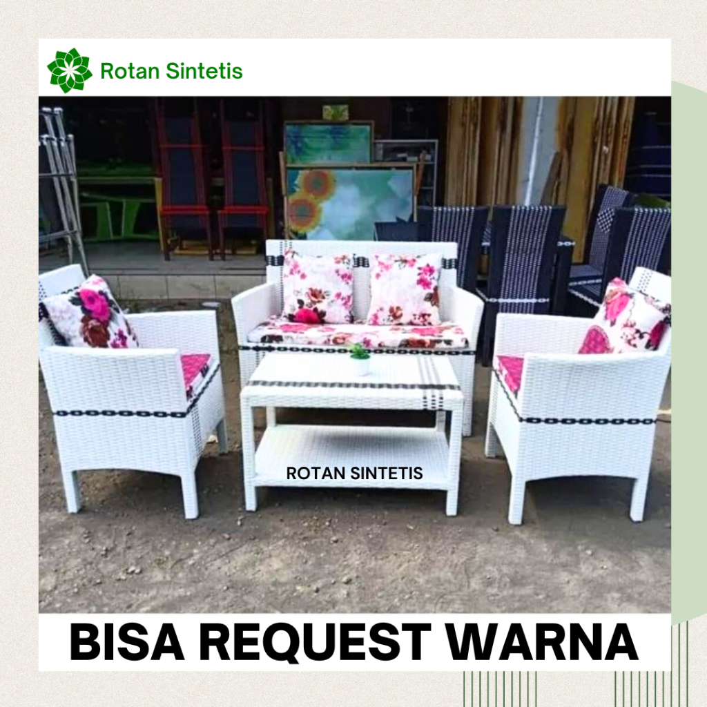 Kursi Tamu Set Hawai Sofa Rotan Sintetis Minimalis - HANYA KIRIM PULAU JAWA