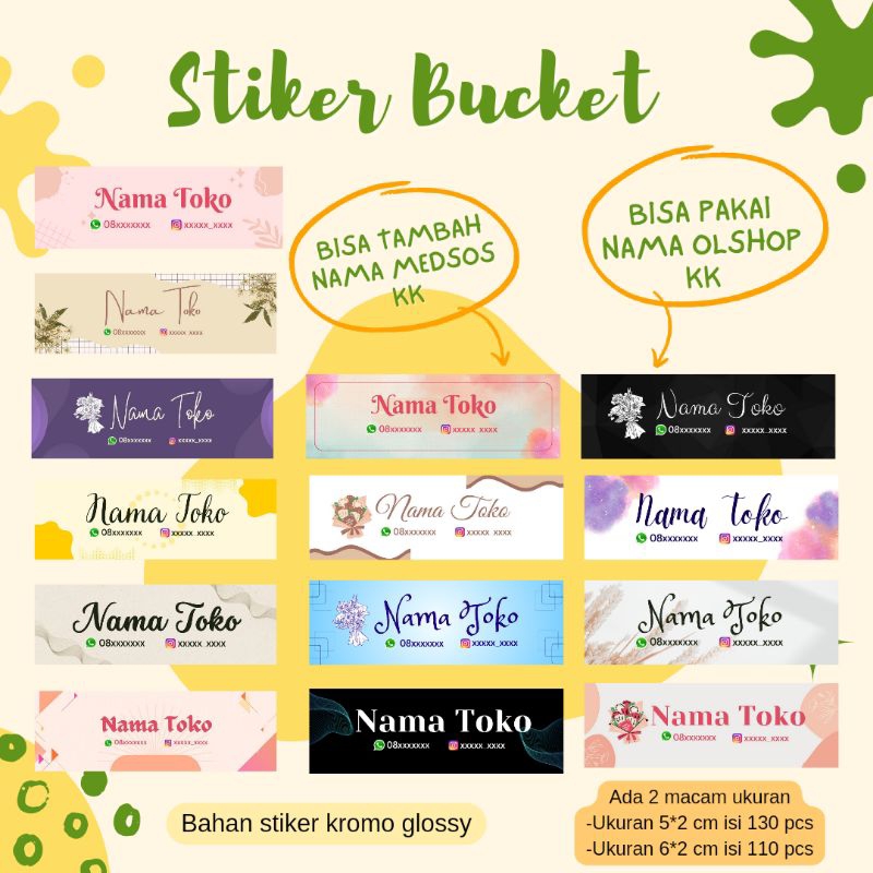 

110pcs stiker buket bisa tambah nama dan medsos