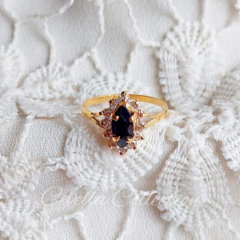 Cincin Dewasa Permata Hitam Emas Muda 1 Gram