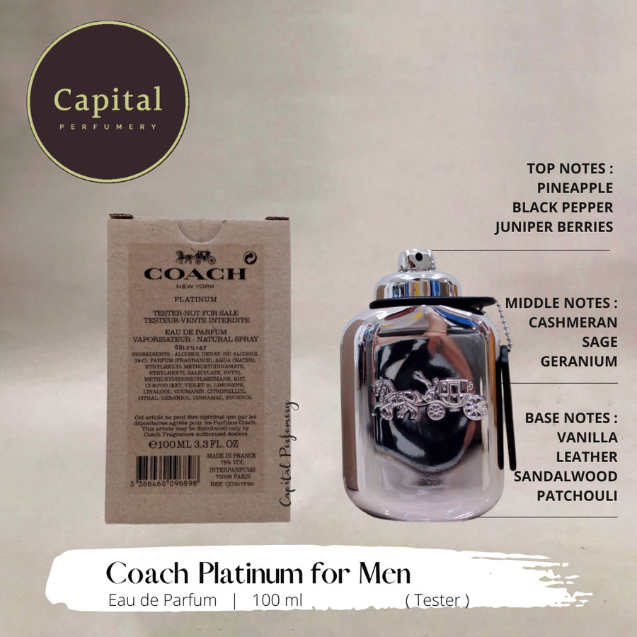 parfum original coach platinum for men Edp 100 ml Tester