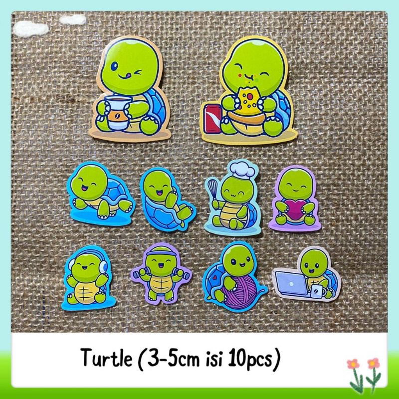 

10pcs sticker tempelan turtles kura-kura