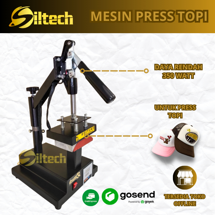 Mesin Press Topi Touchscreen - Alat Pres Cetak Sablon Topi Polyflex
