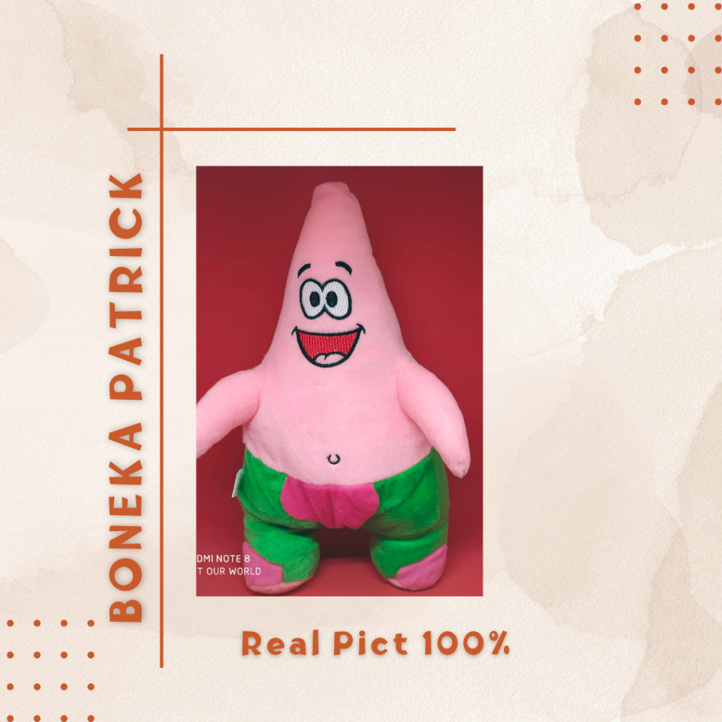 BONEKA PATRICK TEMAN SPONGEBOB BORDIR / TOYS BINTANG LAUT VELBOA LEMBUT / COD READY MAKASSAR