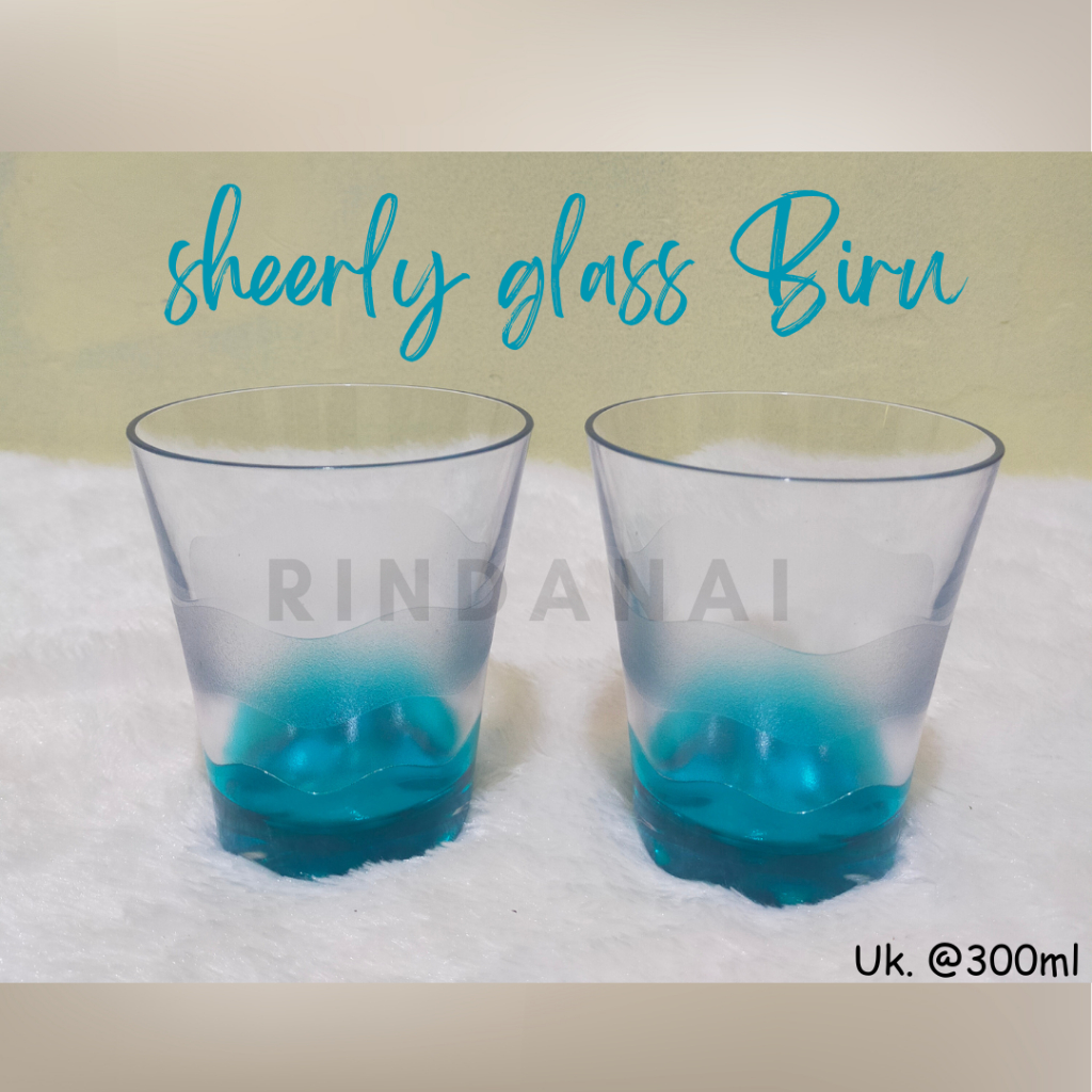 Sheerly Glass/Gelas biru/Gelas kristal Tupperware (1pc) mewah dan ori
