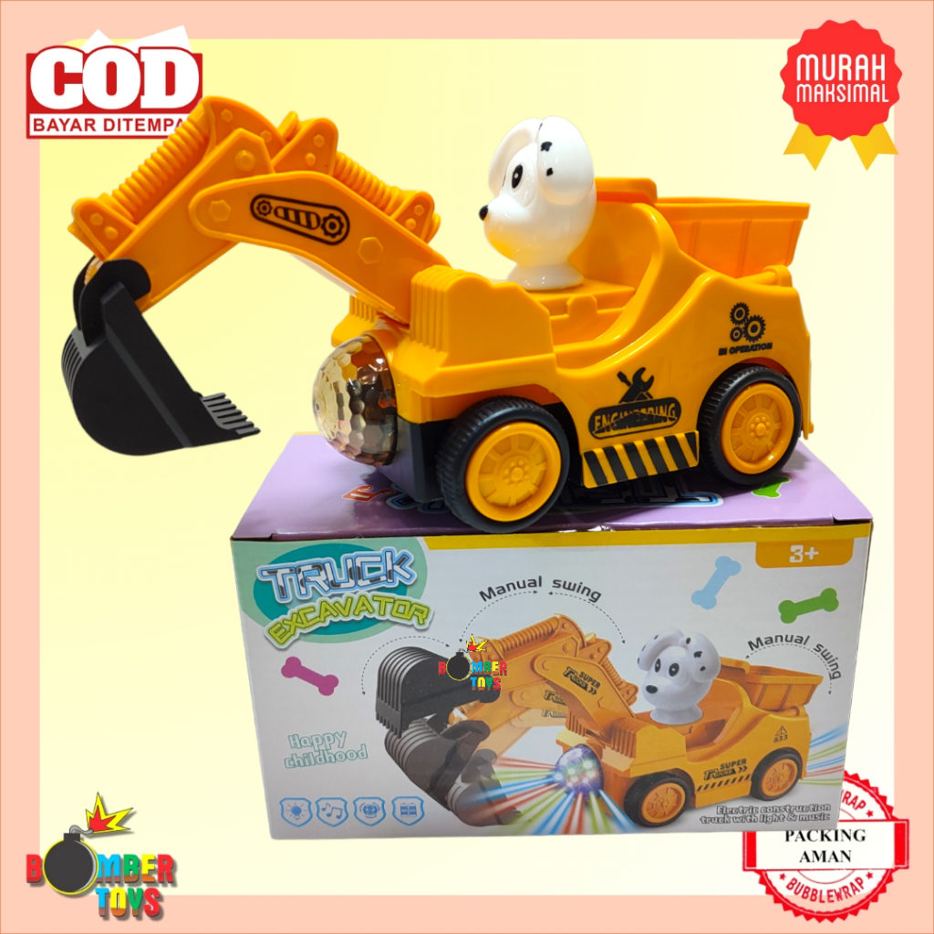 MAINAN ANAK MOBIL KERUK POLICE TRUCK MUSIC LAMPU 3D DISCO LUCU UNIK