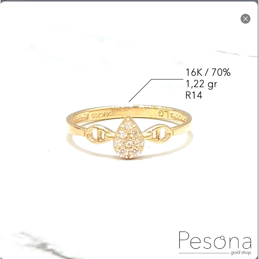 CINCIN EMAS KUNING MODEL TETES AIR R14 | 16K | 1,22 gram