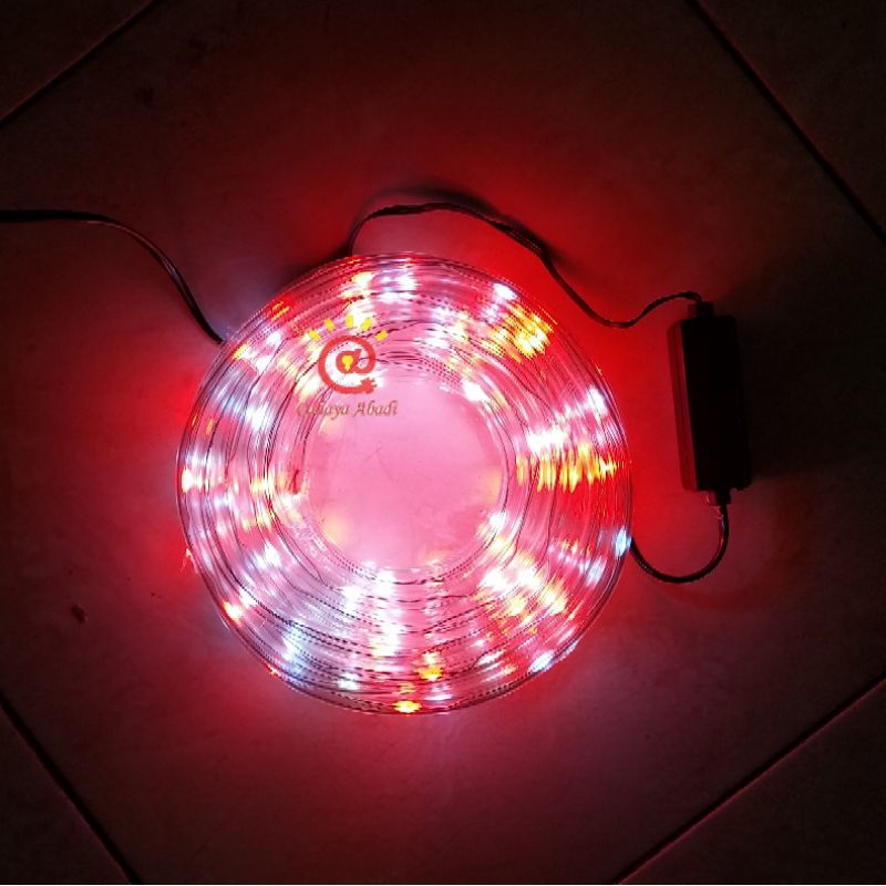 Lampu Strip LED Selang Bulat 220V Merah Putih Kemerdekaan + Flasher