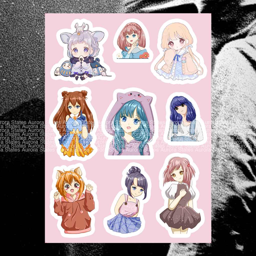 Sticker Anime Chibi Girl | Stiker Anime Cute | Sticker Aesthetic Anime
