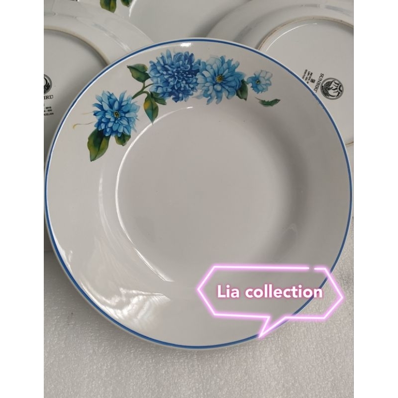 PIRING MAKAN KERAMIK MOTIF BUNGA BIRU isi 6pcs