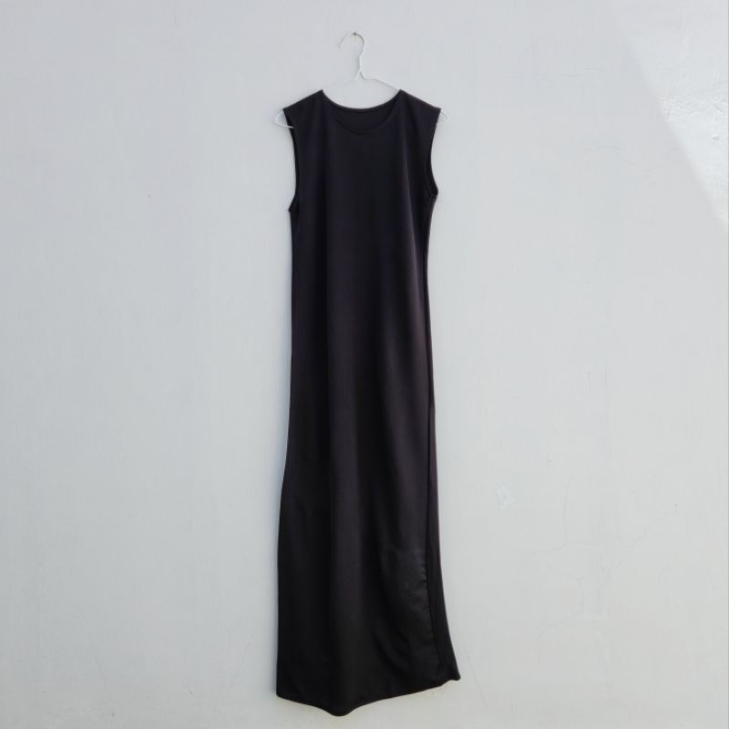 INNER DRESS HITAM INNER GAMIS MURAH MAXI DRESS TANPA LENGAN