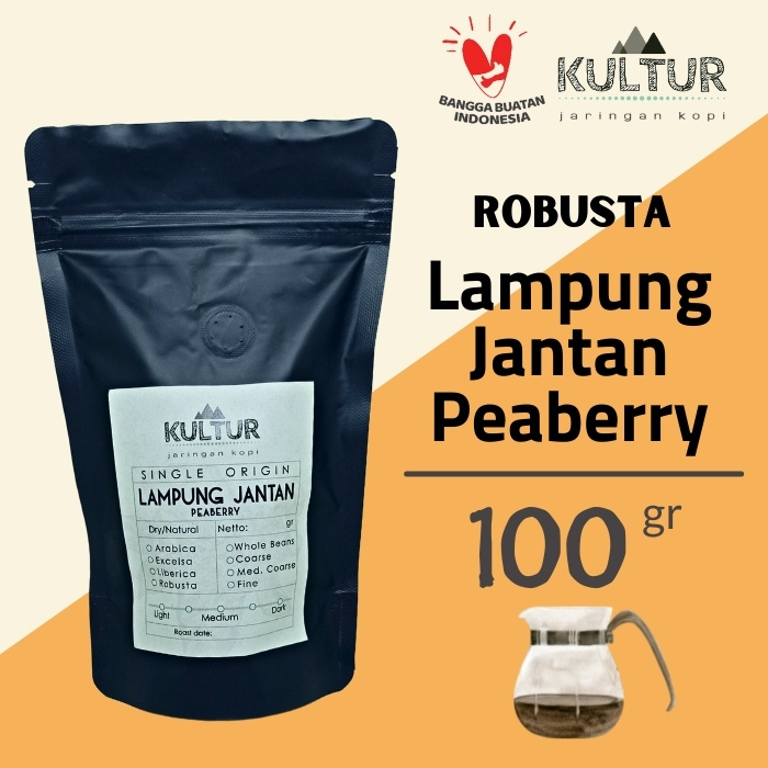 

COFFEE BEAN BIJI KOPI ROBUSTA LAMPUNG JANTAN PEABERRY 100 GR