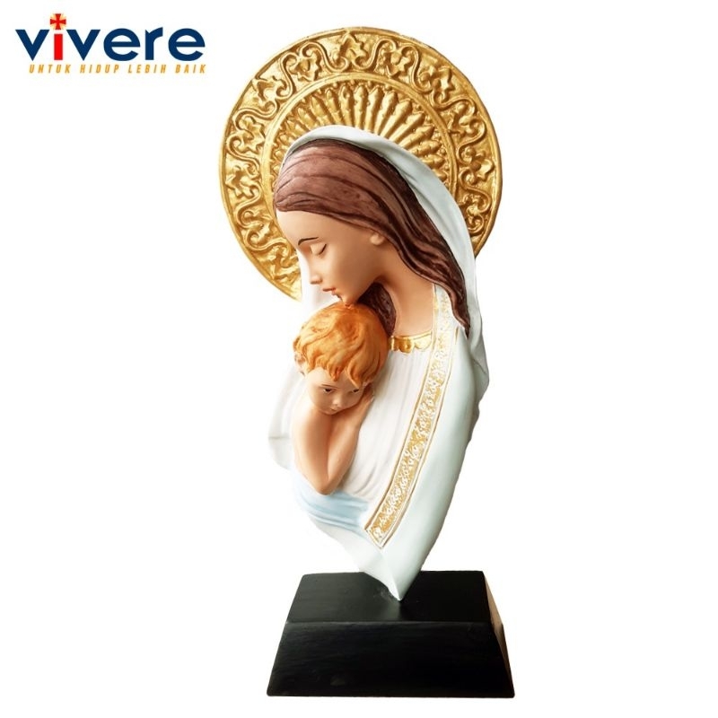 Pajangan Duduk Patung Maria Bunda dan Bayi Yesus  31 cm