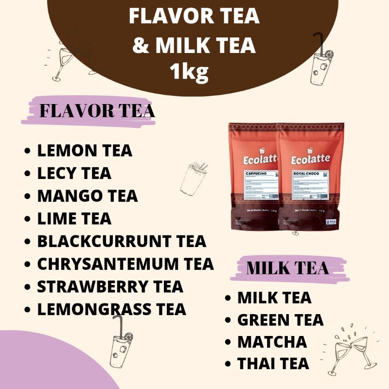 

ECOLATTE POWDER VARIAN TEH & MILK TEA 1KG